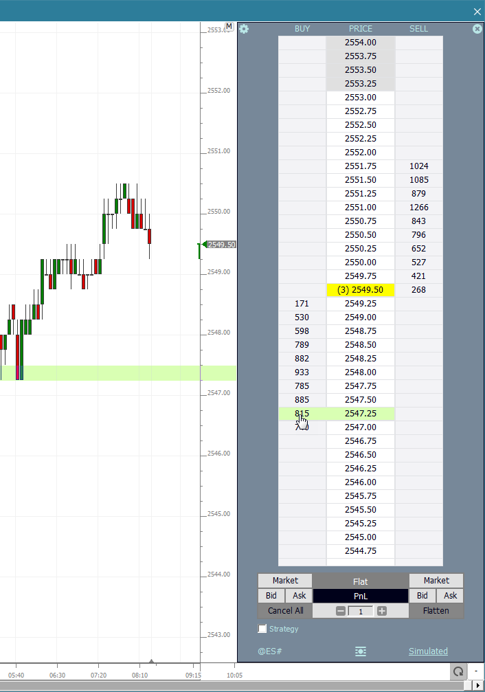 Chart Trading DOM