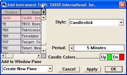 Add Instrument TASR