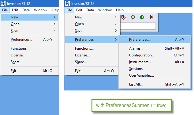 Preferences Submenu