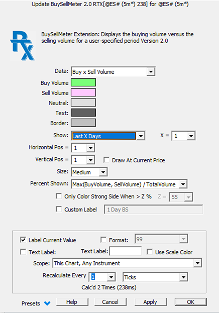 BuySellMeter Preferences