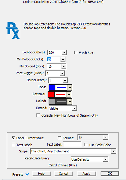 DoubleTop Preferences