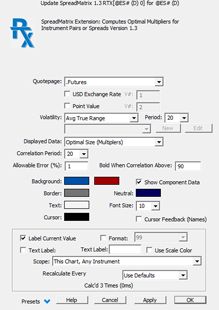 SpreadMatrix Prefs